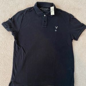 American Eagle Men's Black Polo Size Large